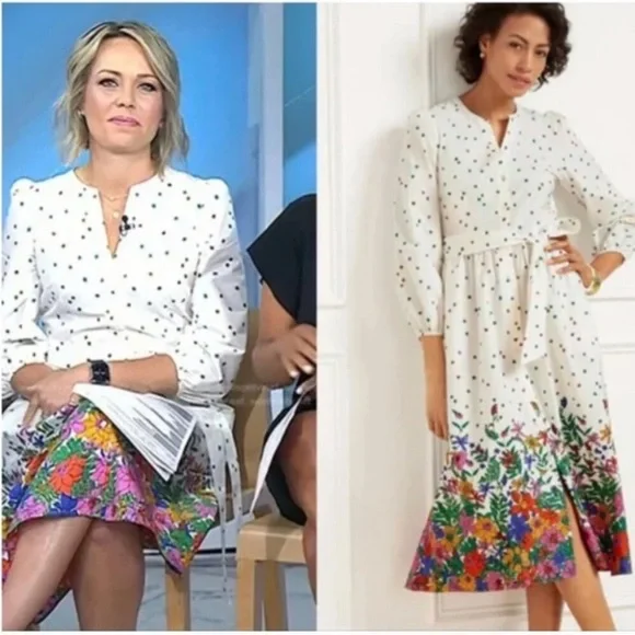 Talbots Cotton Poplin Midi Button Down Shirt Dress in Blissful Floral size 12 - Picture 13 of 14